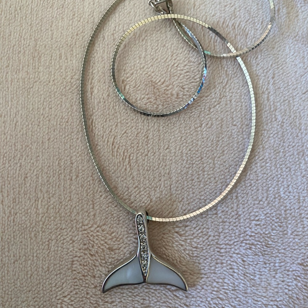 Sterling Silver Whale Tail Pendant Necklace